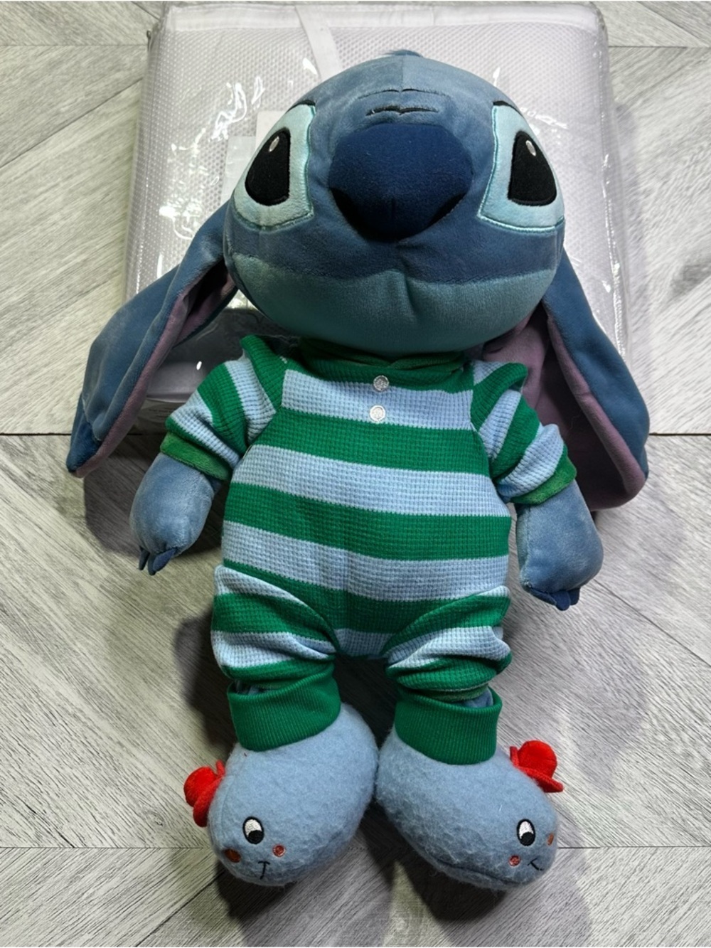 New Disney Exclusive 16" Plush Holiday Stitch Dressed In Waffle Weave PJs